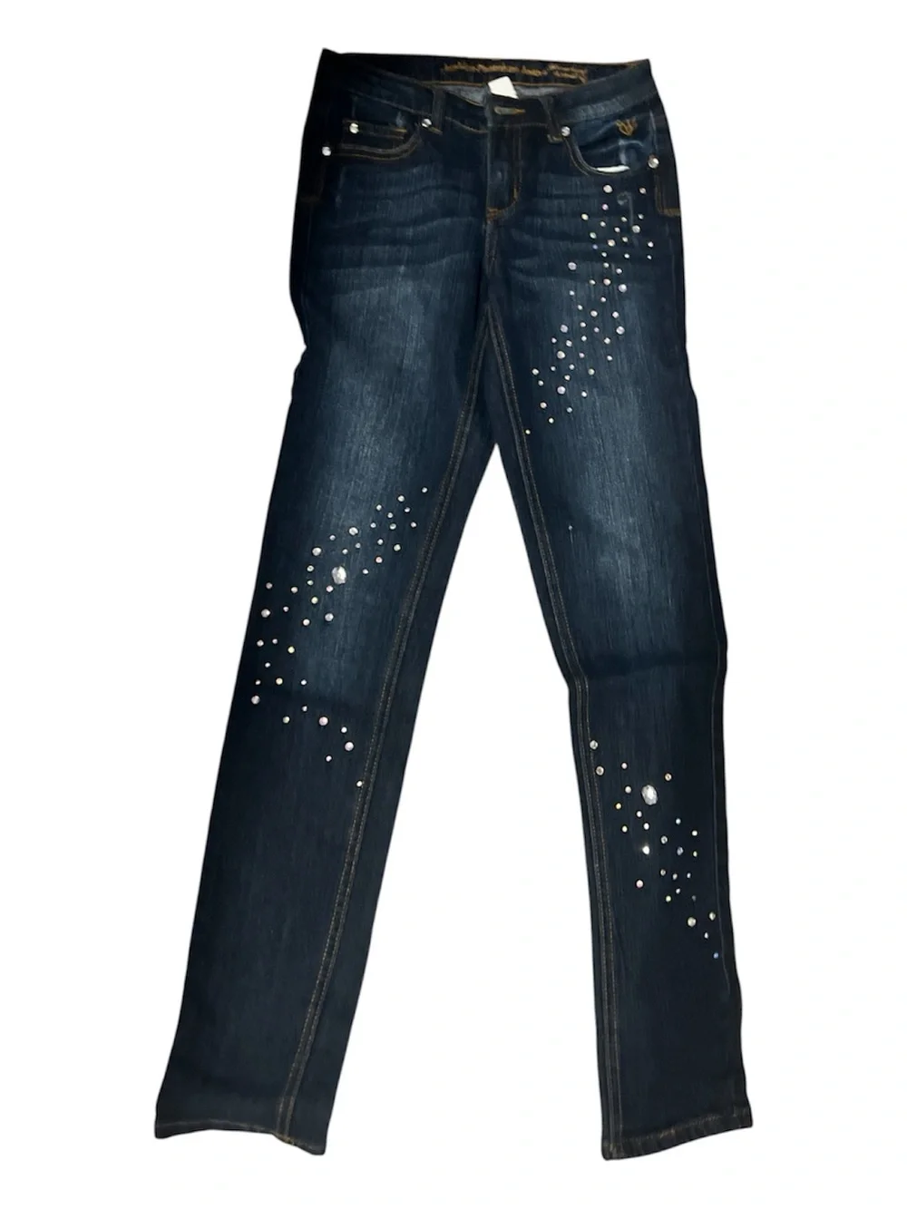Rare Justice Premium Dark Blue Embellished girls stretch Jeans sz 14S